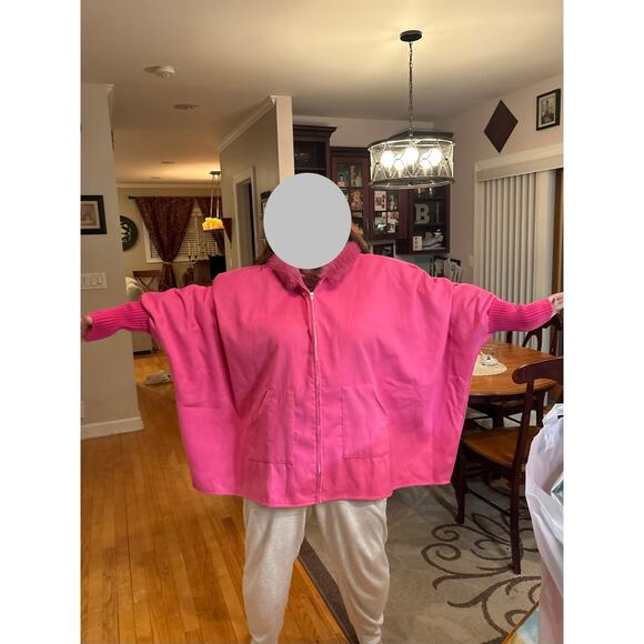 Red Zip Up Jacket Faux Fur Trim on Hood Size 2XL Runs Big NWOT - Picture 9 of 9